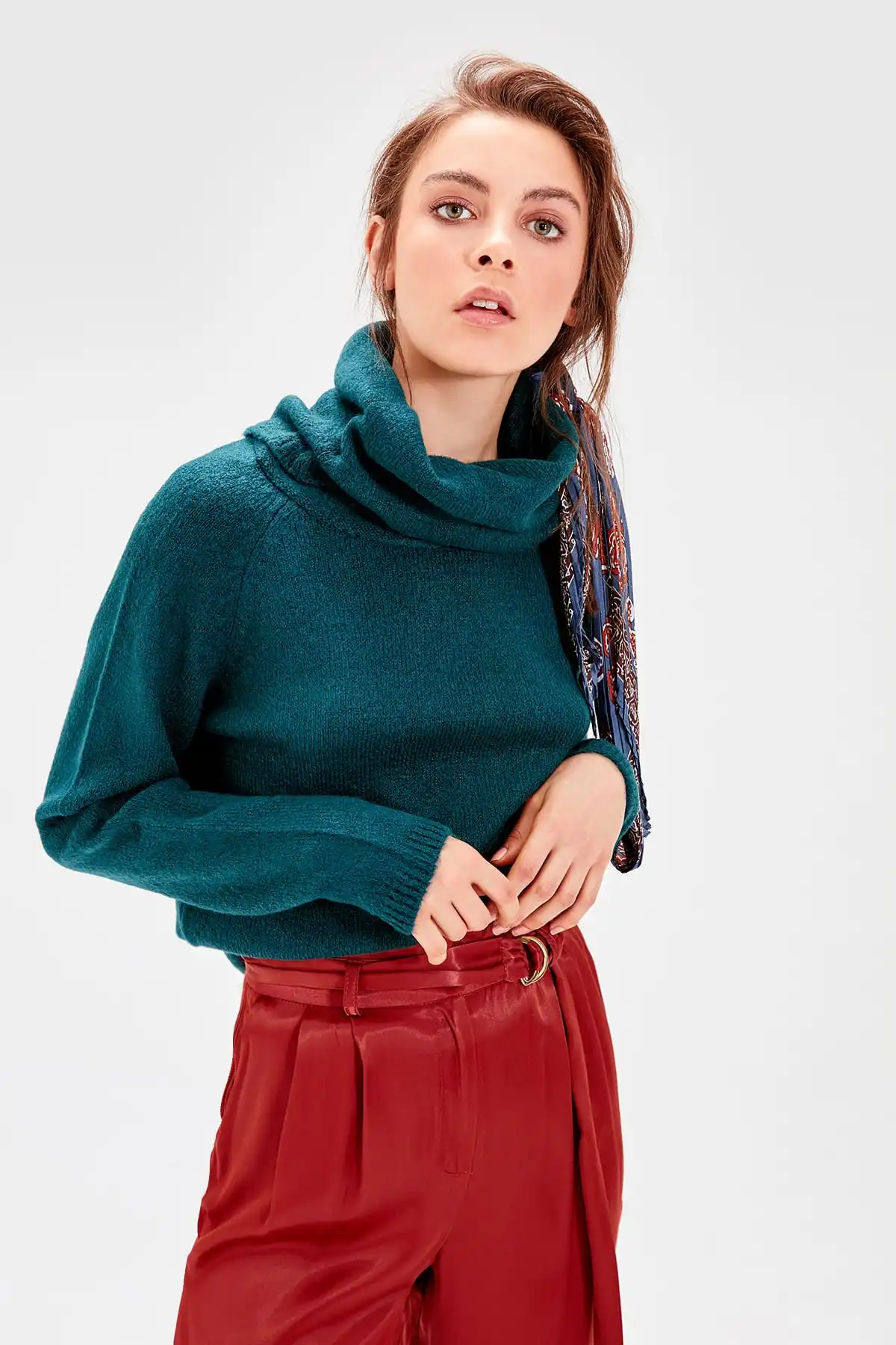 

Trendyol Light Green Turtleneck Pullover Sweater Women TWOAW20FV0037