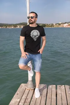 

Angemiel Wear Gray Catty Alien Cotton Black Male T-Shirt