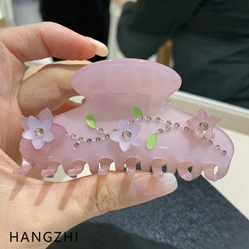 

HANGZHI цветные стразы цветочные контрастные искусственные простые ацетатные заколки для волос в виде акулы Новые французские модные женские аксессуары для волос