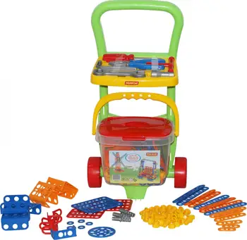 

Stacking Blocks Polesie Trolley \"Caddie\" + tool Set (6 items) + Designer \"Inventor\" (202 item) toys for children for kids game constructor blocks toys for boys and girls