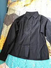 Señoras manga linterna blusa elegante camisa de las mujeres blanco negro Casual botón Vintage cuello Oficina camisa Mujer