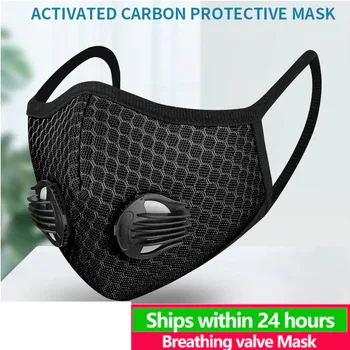 

Mask Face Mask With Filter Breathing Valve Activated Carbon PM 2.5 Anti-Pollution Bicycle Cycling Sport