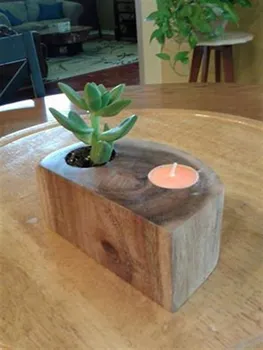 

Qtük Log Flower Pot and Candle Holder 15CM Home decoration, Wood furniture.