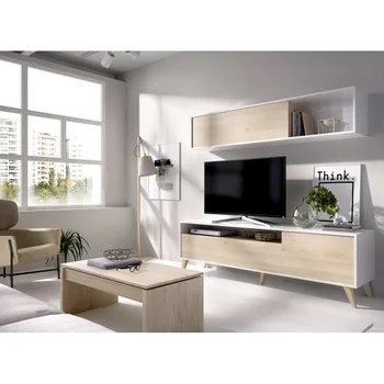 

Living room furniture in kit TV model Bonn bright white and natural color