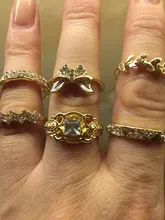 IPARAM-Conjunto de anillos de unión para mujer, de cristal geométrico, dorado, Vintage, bohemio, luna y estrella, diseño de personalidad, conjunto de anillos, regalo de joyas de fiesta