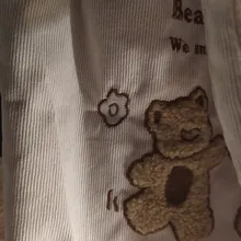 Bolso de hombro de PANA con bordado de ositos de la suerte para mujer, bolsa de lona a rayas, de tela ecológica, bolsas de compras bonitas y suaves