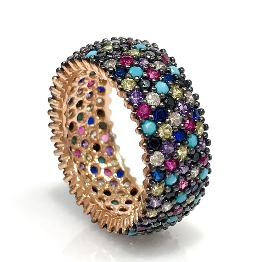 Бриллиантовое мастерство гарантированное красочное кольцо 5 sgira Tamtur Gümüş|Кольца|