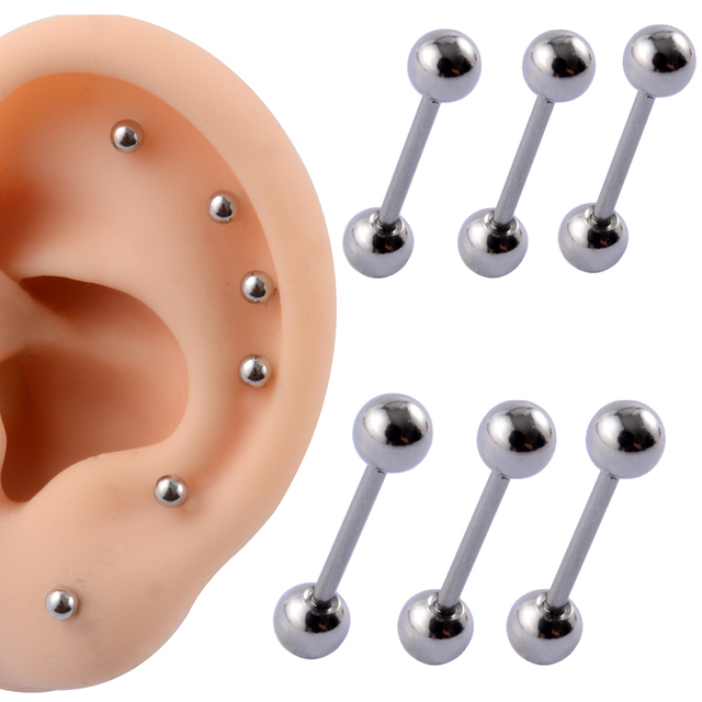 Steel Ear Tragus Cartilage Piercing Silver Color Ball Earring Conch Ear Lobe Stud Helix Cartilage Piercing Jewelry