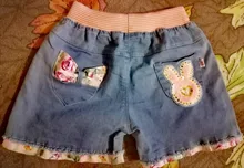 Pantalones cortos de vaquero con cintura elástica para niñas, bermuda femenina de princesa con estampado de flores a la moda para verano