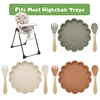 3pcs Baby Plate Spoon Fork Feeding Solid Food Children's Tableware Silicone Sucker Flower Shape Dishes Plates Dining Appliance 3