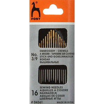 

04361 embroidery needles, with gold ear No. 3-9 (16 PCs) Pony