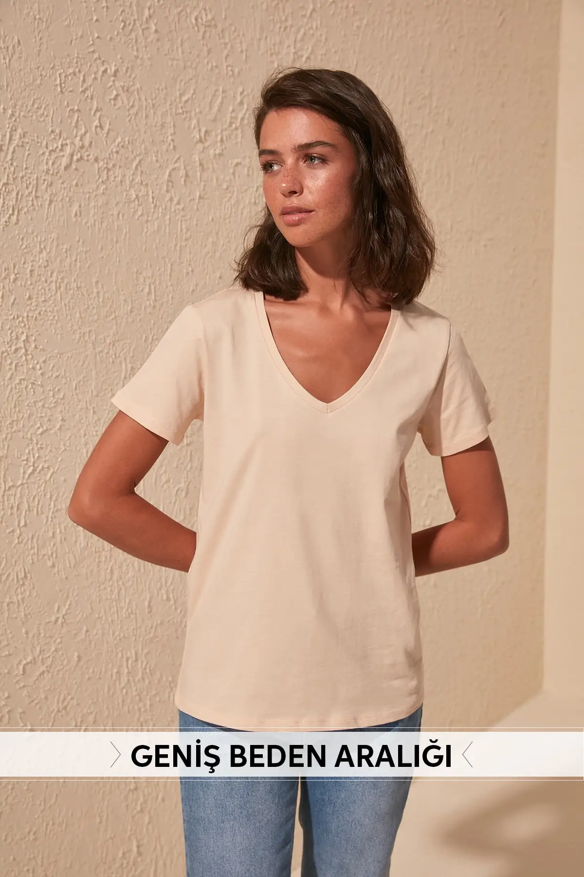 Trendyol 100 Cotton Single Jersey V Neck Basic Knitted T Shirt TWOSS20TS0129|T-Shirts| - AliExpress
