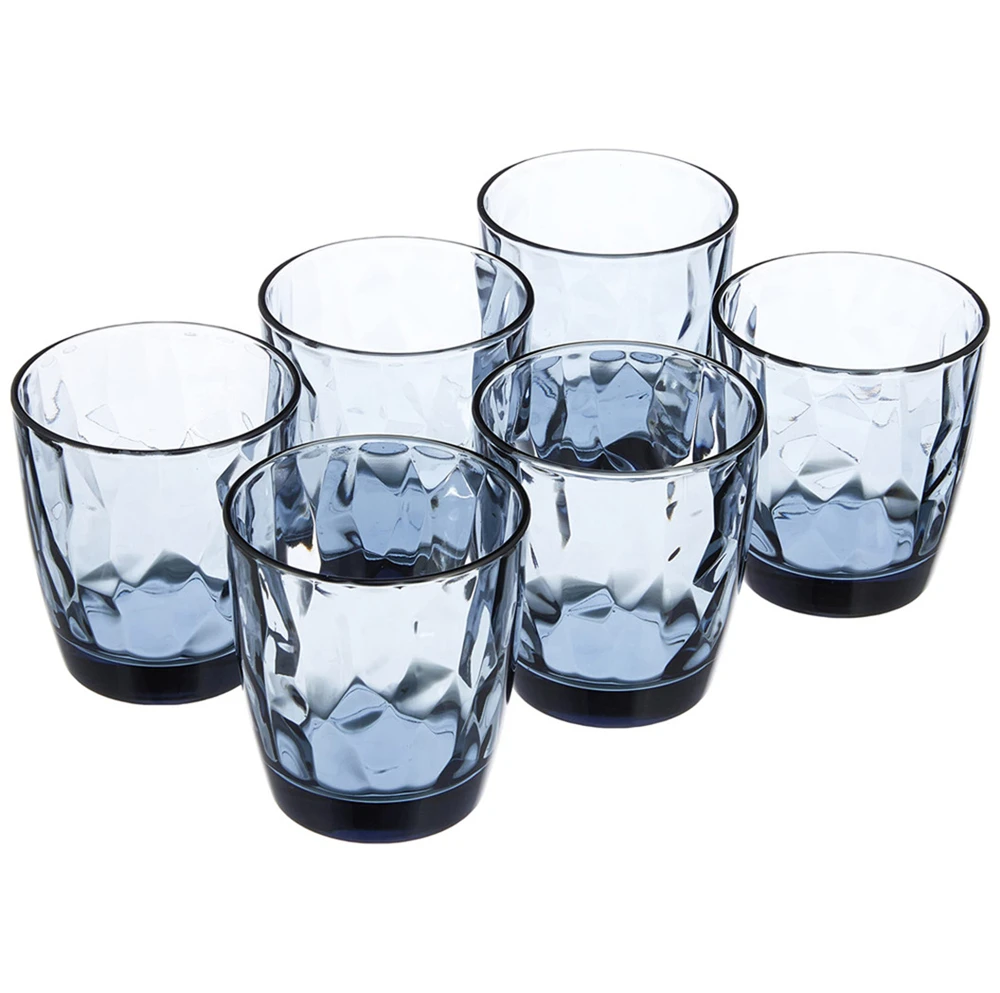 Set of 6 30,5 cl water glasses, blue, dishwasher fit, made in Italy