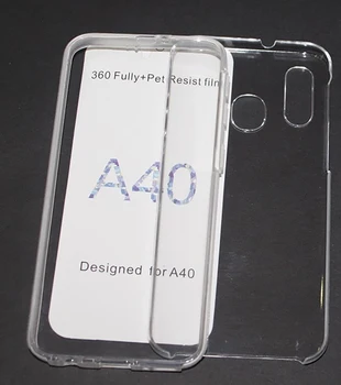 Перейти на Алиэкспресс и купить Чехол-подставка с двойным 360 ° для SAMSUNG GALAXY A40 спереди + сзади прозрачный