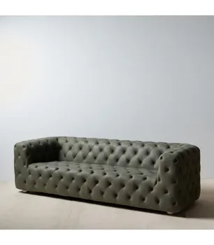 

3 SEATER SOFA CAPITONE GREEN IMITATION LEATHER 245X96X79 CM