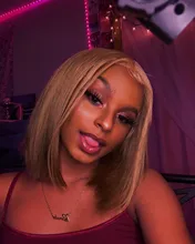 Peluca de cabello humano 613 Rubio para mujer, postizo de encaje transparente brasileño, 180 de densidad, corte Bob corto, 13x1