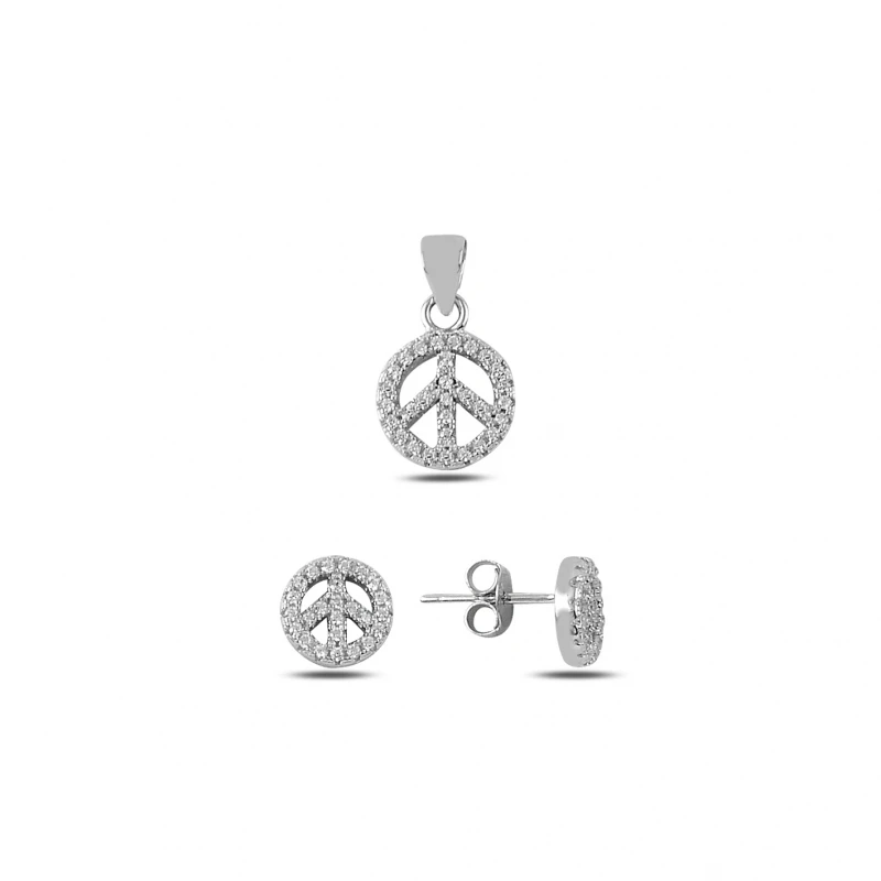 

Silver 925 Sterling Zircon Peace Mark Set