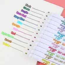 Художественный маркер Контурный карандаш 12 цветов Двойная линейная ручка блестящий маркер металлические перманентные ручки для письма ручки для рисования для DIY открыток фото