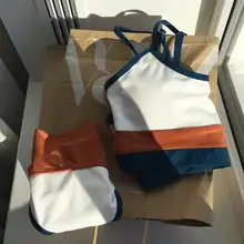 Bikini Women Swimsuit Two-Pieces High-Waist Splicing New