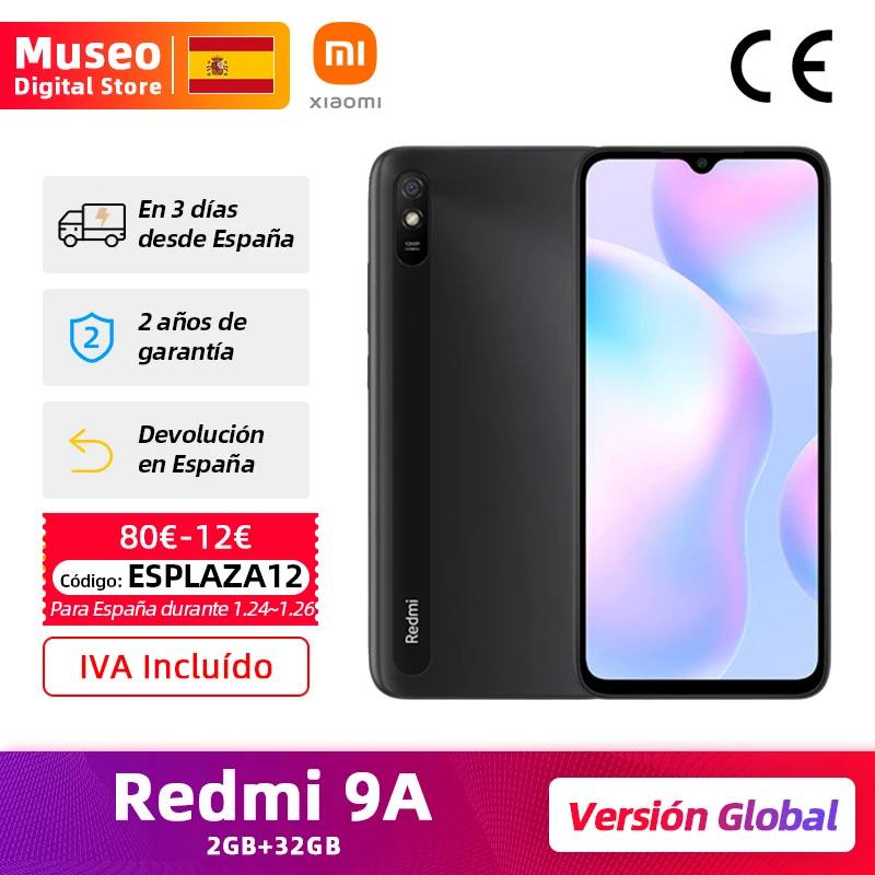 Смартфон Xiaomi Redmi 9A 2 + 32 ГБ 8-ядерный Процессор MTK Helio G25 6 53 дюйма 5000 мА · ч 13 МП |