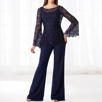 mother of the bride pant suits navy blue