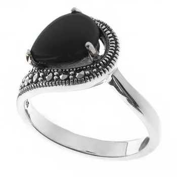 

Silver ring with marcasite and Onyx