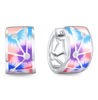

Silver earrings with cubic zirconia and enamel sunlight sample 925