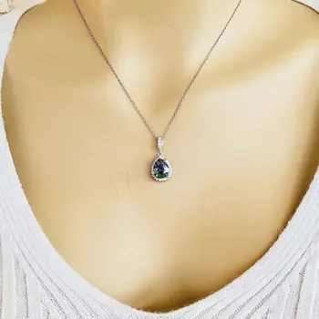 

Green Shiny Stone 925 Silver Necklace