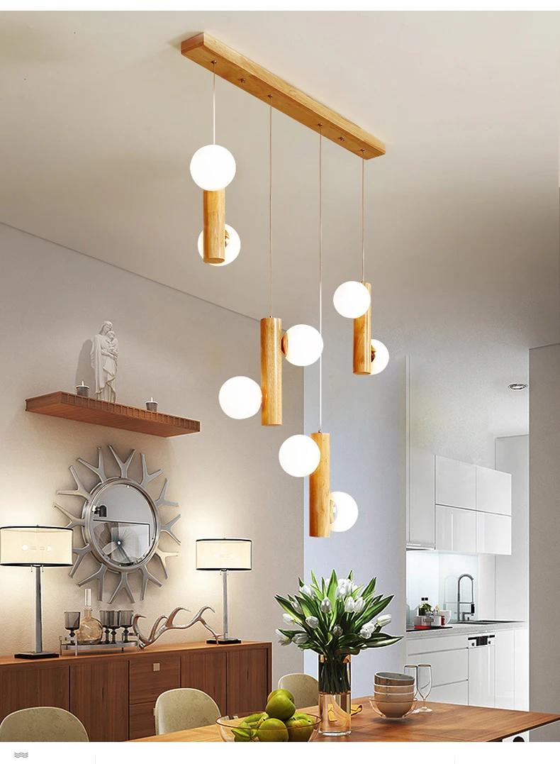 entryway chandelier Modern Wooden Chandelier For Dining Room Kitchen Home Decor Edison E27 Ceiling Hanging Lamp Bedroom Bedside Lighting Fixtures rustic chandeliers