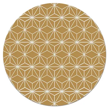 

Panorama Vinyl Rug Mustard Stars Lines - Kitchen Carpet Anti-Slip Flame Retardant - Living Room Rug - XXL Rugs - PVC Rugs