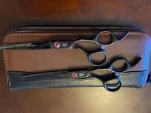 Tijeras profesionales grandes de 7,0 pulgadas para corte de peluquería, tijeras de adelgazamiento de 6,5 pulgadas, para barbería, JP440C, color azul, A0132A