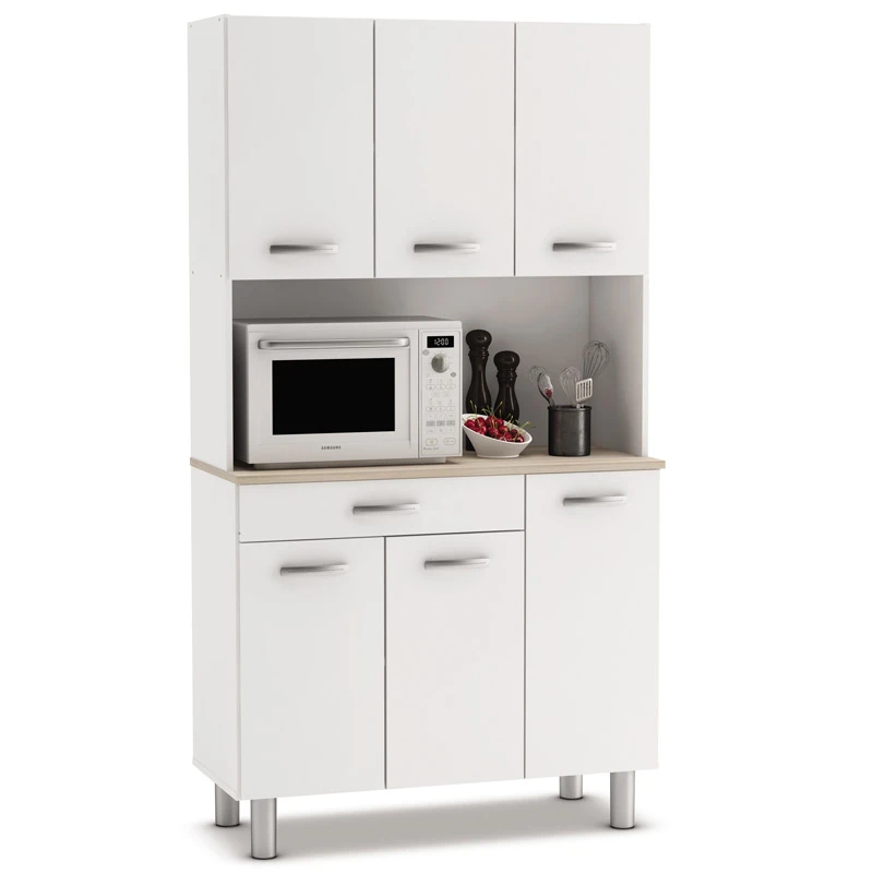 Armario alacena buffe, aparador de Cocina con 6 Puertas, Mueble auxiliar Blanco y Roble, Mueble para Almacenamiento menaje, Muebles de auxiliar cocina|Armarios de cocina| - AliExpress