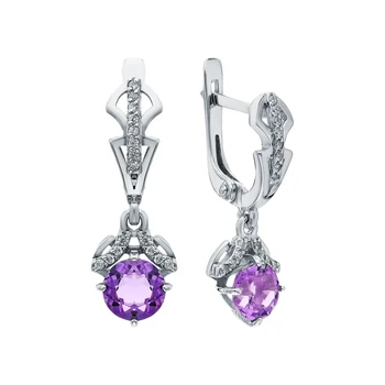 

Silver earrings with amethyst and cubic zirconia sunlight sample 925 test