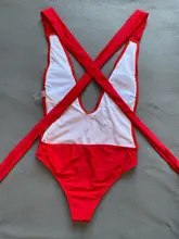 Bañador Sexy unicolor rojo monopieza para mujer, traje de baño Bandage con Push-Up de encaje, bañador brasileño con escote en V profundo y espalda descubierta