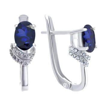 

Earrings made of silver with cubic zirconia Sint. And Sapphire Nat. (U)