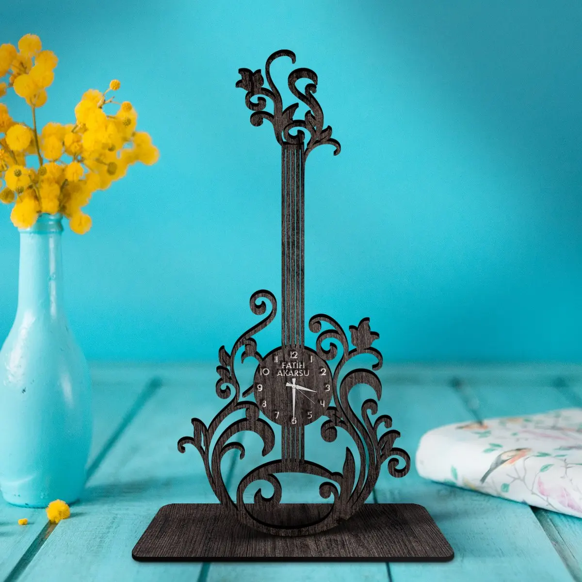 Personalized Clocks Guitar Wooden Trinket 1Wall Clocks AliExpress