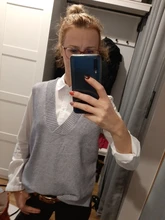 Chaleco tejido cuello pico para mujer, suéter coreano salvaje suelto, sin mangas, novedad de otoño e invierno