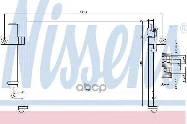 Конденсер Hyundai Getz 1.1/1.3/1.4/1.6 02- Nissens 94646 Nissens арт. 94646