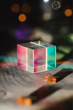 Cubo de vidrio con prisma claro, ornamentos para foto, Prisma dicroico de cristal de siete colores RGB, regalo de novia, cubo óptico rectangular