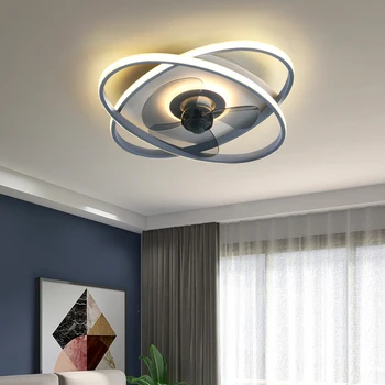 Modern bedroom decor gray led ceiling fan light lamp dining room ceiling fans with lights