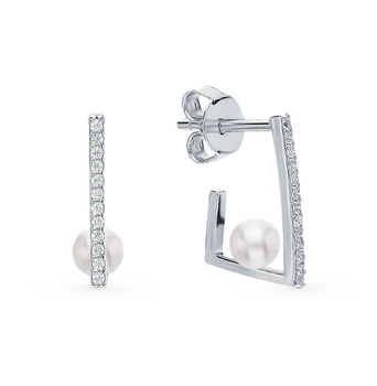 

Silver earrings with cubic zirconia and pearls sunlight sample 925