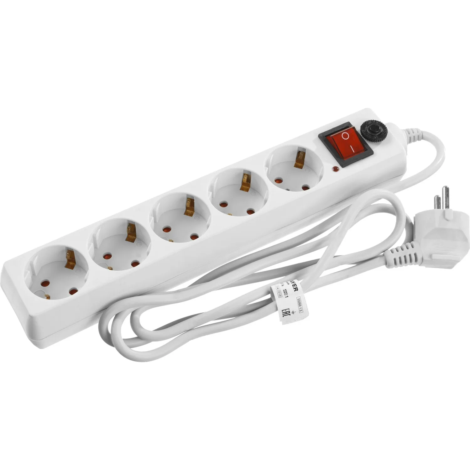 Фильтр сетевой STAYER 1.5 м, 2500 Вт, 5 гнезд 55066-1.5