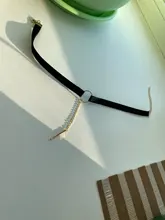 XIYANIKE-gargantilla de terciopelo negro para mujer, collar con cadena dorada, gargantilla de barra para mujer, collar para mujer, Gargantilla ras du cou N664