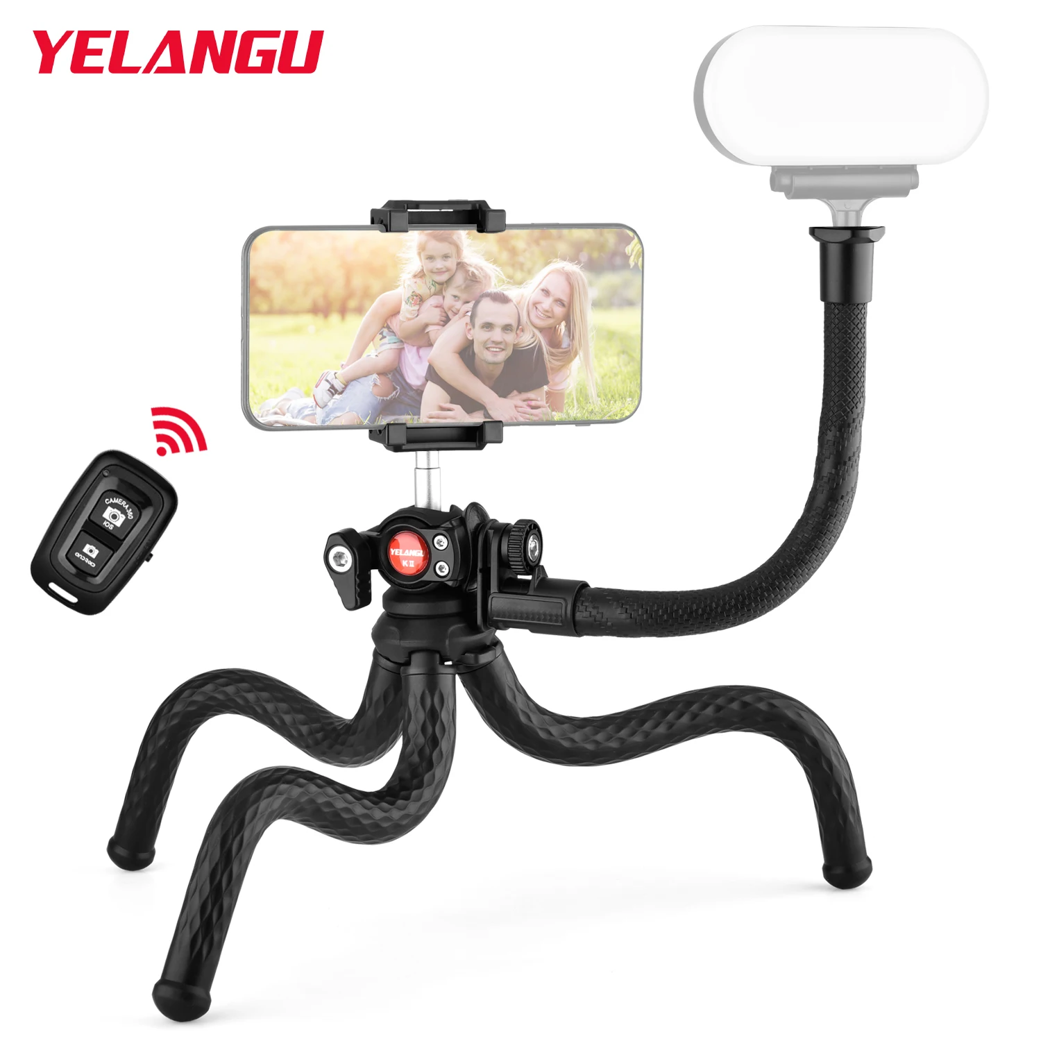 

YELANGU Octopus Flexible Tripod For Phone SLR DSLR Gopro Camera Tripod Extend 1/4'' Screw With Ballhead ColdShoe Phone Clip