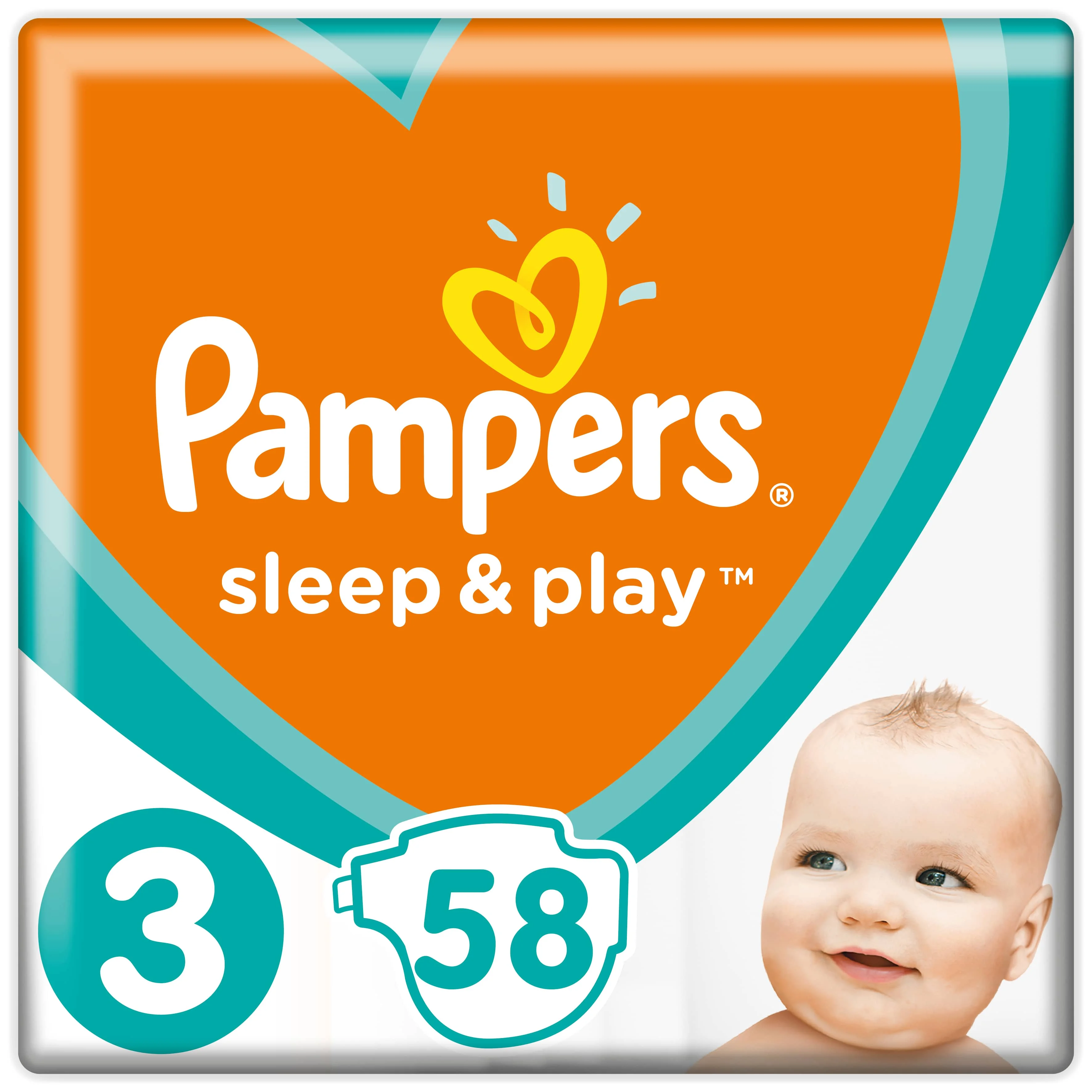 Подгузники Pampers Sleep& Play 6-10 кг, 3 размер, 58шт