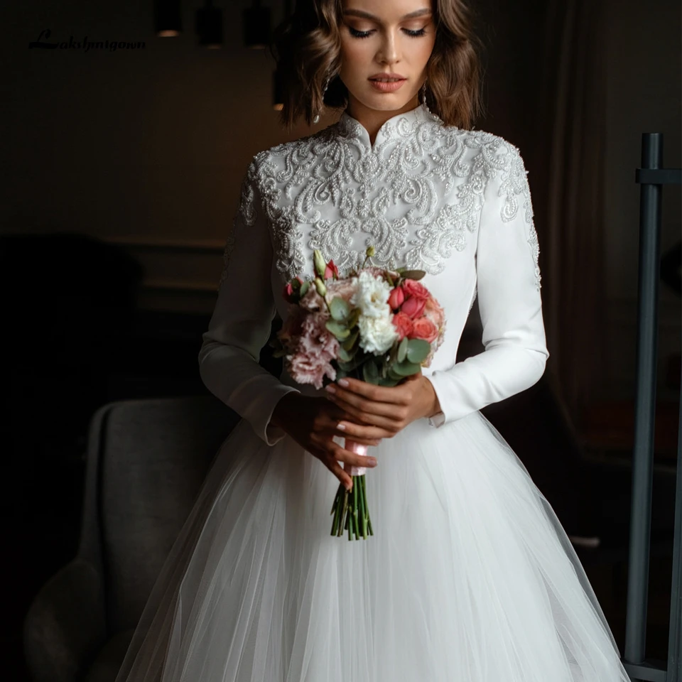 long sleeve turkish wedding dress,