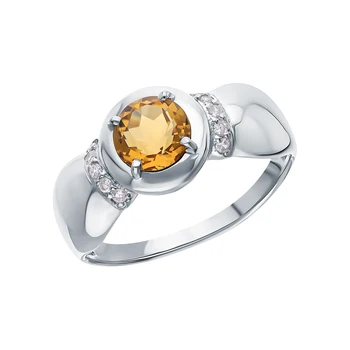 

Silver ring with cubic zirconia and citrine sunlight sample 925