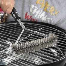  Kitchen Accessories BBQ Grill Barbecue Kit Cleaning Brush Stainless Steel Cooking Tools Wire Bristles Triangle Cleaning Brushes 