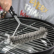 Acessórios de cozinha churrasqueira churrasqueira kit escova de limpeza de aço inoxidável ferramentas de cozinha fio cerdas triângulo escovas de limpeza