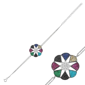 

KUTAYDAN 925 Sterling Silver Zircon Mix Gemstone Bracelet